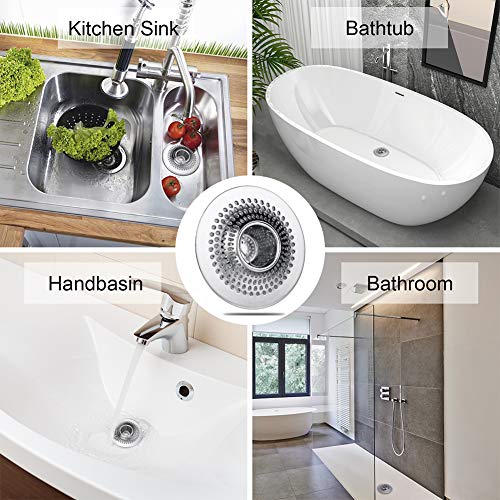 MFTEK Drain Hair Catcher Tub Drain Protector, Stainless Steel Bathtub Shower Drain Hair Stopper Strainer Trap for Shower Bathroom Sink to Catch Hair