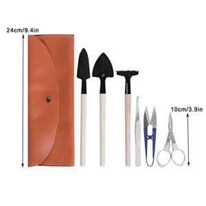 Sanlykate Bonsai Tool Kit 8pc, Basic Trimmer Set Include Pruner, Fold Scissors, Tweezer, Spades, Rake