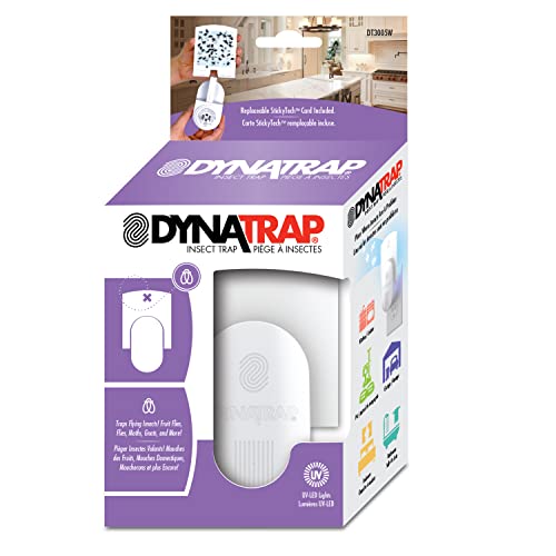 DynaTrap DT3005W DOT Indoor Plug-In Fly Trap for Flies, Fruit Flies, Moths, Gnats, & Other Flying Insects – Protects up to 400 Sq Ft