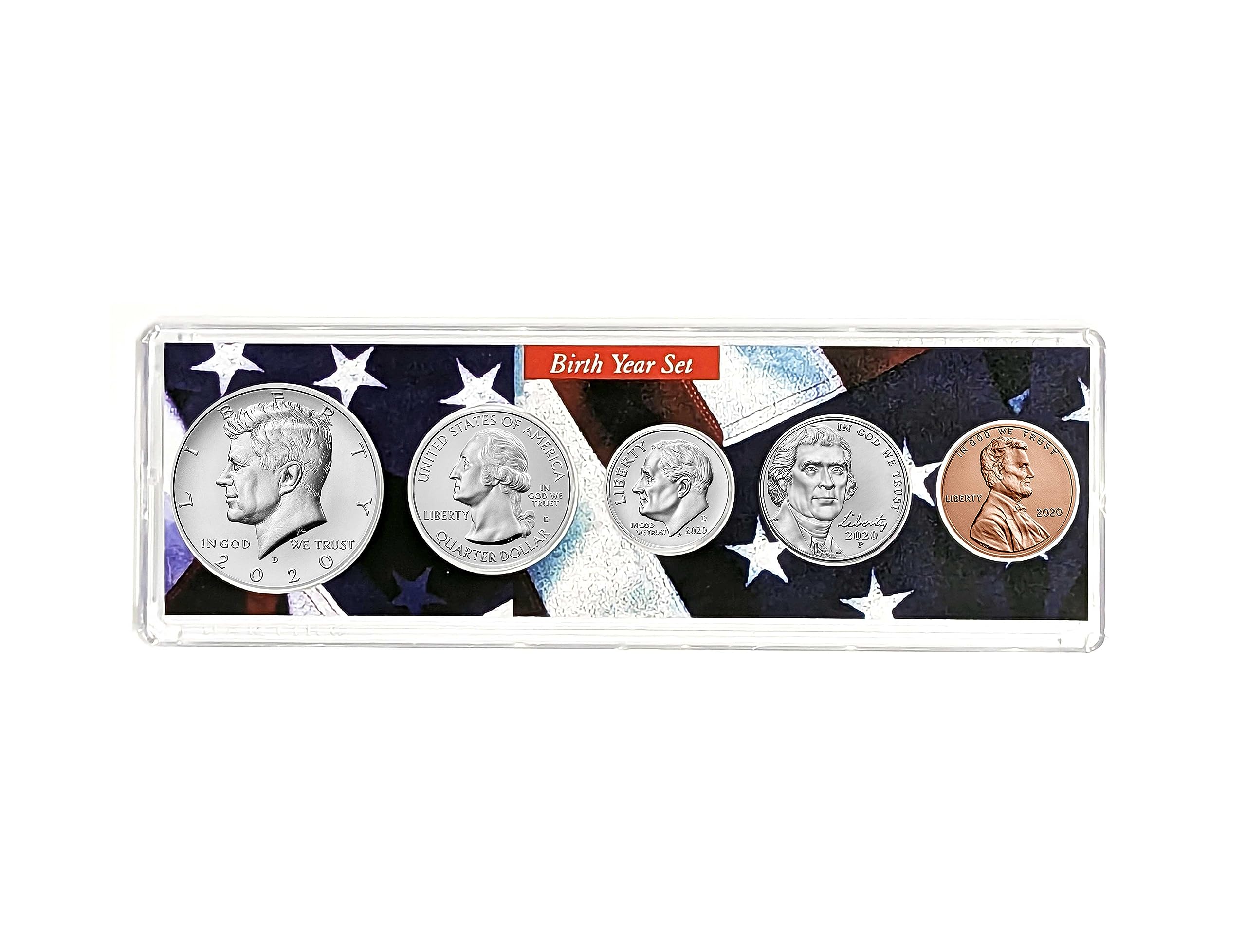 2020-5 Coin Birth Year Set in American Flag Holder Collection Seller Uncirculated