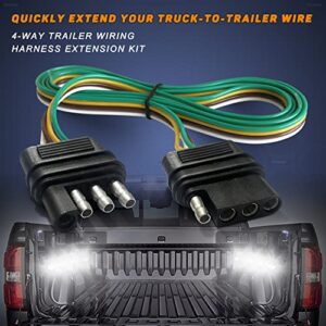 Trailer Wire Extension 4-Way 4 Pin Plug, 4 Wire 4-Flat Connector with Male & Female Plug 18 AWG 59 inch Hitch Light Trailer Wiring Harness Extender