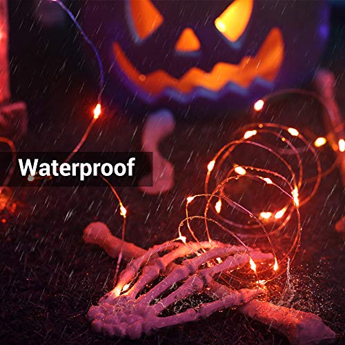 BrizLabs Orange Fairy Lights, 19.47ft 60 LED Orange String Lights, 8 Modes Battery Orange Halloween Lights with Remote, Outdoor Halloween Twinkle Lights for DIY Home Bedroom Patio Holiday Party Decor