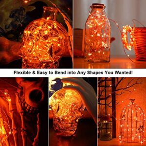 BrizLabs Orange Fairy Lights, 19.47ft 60 LED Orange String Lights, 8 Modes Battery Orange Halloween Lights with Remote, Outdoor Halloween Twinkle Lights for DIY Home Bedroom Patio Holiday Party Decor