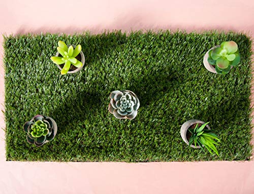 GOLDEN MOON Artificial Grass Turf Patch Tiles, 4 Pcs 12 x 12 Synthetic Grass Square Mats DIY Grass Decoration