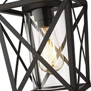 zeyu Outdoor Pendant Lights for Porch, Exterior Hanging Lantern in Black Finish with Clear Glass, ZD18-H BK