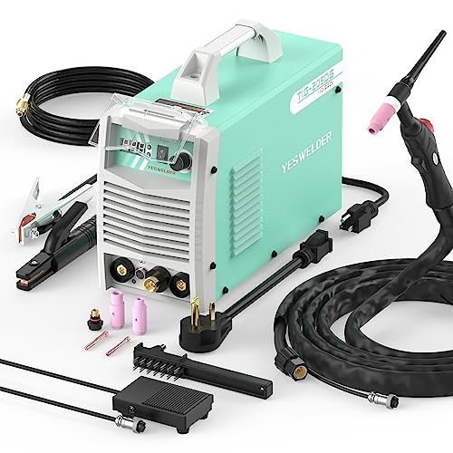 YESWELDER TIG Welder 205Amp HF TIG/STICK/ARC 2 In 1 TIG Welder 110&220V Dual Voltage TIG Welding Machine with Foot Pedal Included TIG-205DS