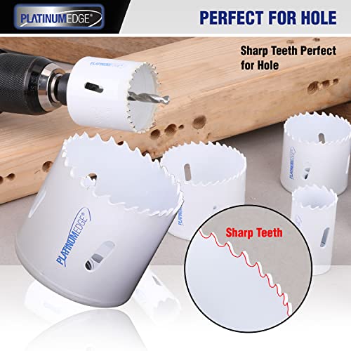 Hole Saw Kit, 17 Piece General Purpose 3/4" to 2-1/2" Set with Mandrels, Bi-Metal, Durable High Speed Steel (HSS). Fast Cut Clean, Smooth and Precise Holes Through PVC, Metal, Wood, Plastic, Drywall