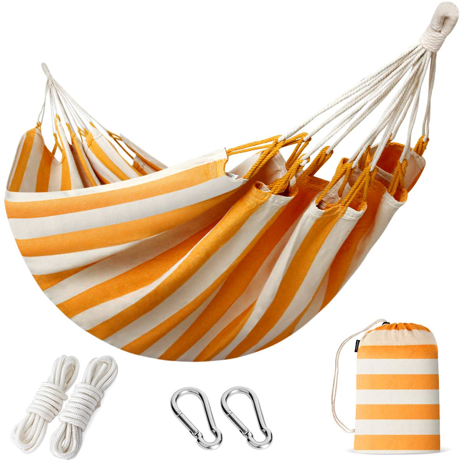 INNO STAGE Brazilian Double Hammocks - Woven Hammock Two Person Hanging Camping Bed for Patio, Backyard, Porch, Outdoor and Indoor Use - Soft Canvas Hammock with Portable Carrying Bag Yellow