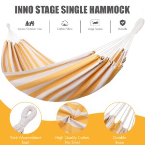 INNO STAGE Brazilian Double Hammocks - Woven Hammock Two Person Hanging Camping Bed for Patio, Backyard, Porch, Outdoor and Indoor Use - Soft Canvas Hammock with Portable Carrying Bag Yellow