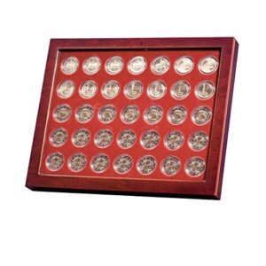 louvre showcase for 20 coins in large/air tite h / caps38 capsules