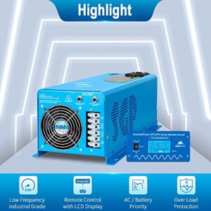 SUNGOLDPOWER 4000W 12V Pure Sine Wave Power Inverter DC 12V Input to AC 120V Output Converter, Low Frequency Inverter Charger for Home, RV, Truck, Off-Grid Solar Wind Power Inverters, Blue