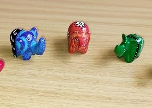 Handmade From Africa - Set of 5 Mini Soapstone - Hand Carved Lion - Elephant - Hippo - Rhino - Zebra - Figurine Sculpture - Handmade in Kenya - 1 Inch Height x 2 Inches Long, SS18