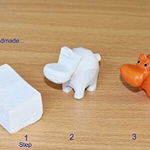 Handmade From Africa - Set of 5 Mini Soapstone - Hand Carved Lion - Elephant - Hippo - Rhino - Zebra - Figurine Sculpture - Handmade in Kenya - 1 Inch Height x 2 Inches Long, SS18