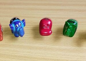 Handmade From Africa - Set of 5 Mini Soapstone - Hand Carved Lion - Elephant - Hippo - Rhino - Zebra - Figurine Sculpture - Handmade in Kenya - 1 Inch Height x 2 Inches Long, SS18