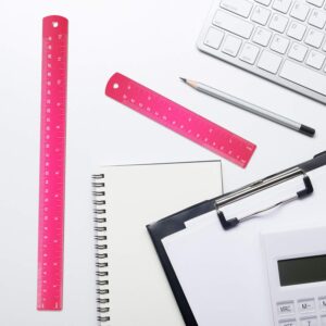 Stainless Steel Ruler and Metal Rule Kit with Conversion Table (Rose Red, 12 Inch, 6 Inch)