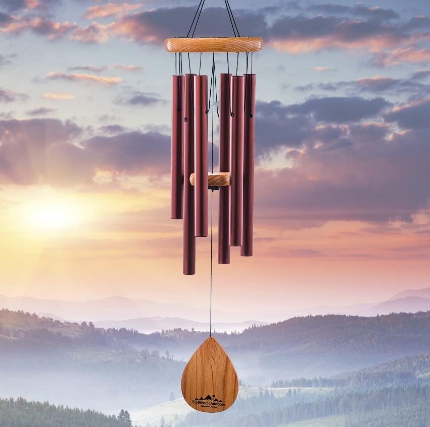 UpBlend Outdoors Wind Chimes for Outside - 28" Brown Windchimes Outdoors, Harmonic Wind Chime Gifts for Women, Ideas for Mom, Grandma, for Gardeners Outdoor Porch