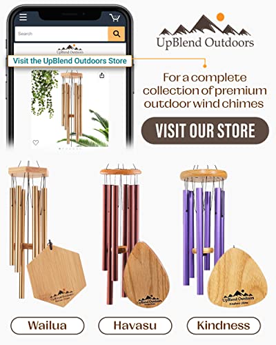 UpBlend Outdoors Wind Chimes for Outside - 28" Brown Windchimes Outdoors, Harmonic Wind Chime Gifts for Women, Ideas for Mom, Grandma, for Gardeners Outdoor Porch