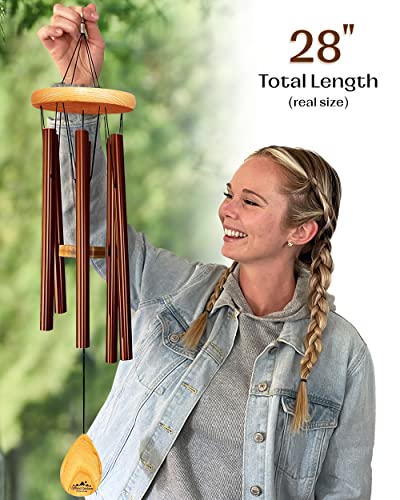 UpBlend Outdoors Wind Chimes for Outside - 28" Brown Windchimes Outdoors, Harmonic Wind Chime Gifts for Women, Ideas for Mom, Grandma, for Gardeners Outdoor Porch