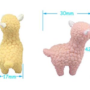 HoneyToys 2pcs Resin Mini Alpacas, Miniature Figurines, Fairy Garden Accessories, Fairy Garden Supplies, Fairy Garden Animals for Fairy Garden, Plant Pots, Bonsai Craft Decor