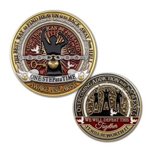 armor coin & emblem - addiction recovery challenge coin | embrace change & triumph | encouragement gift