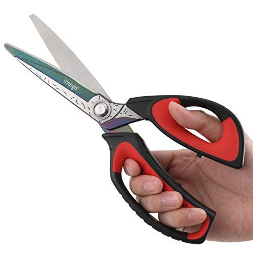 LIVINGO 10" Multipurpose Heavy Duty Scissors, Premium Titanium Coating Forged Stainless Steel Tool Industrial Shears for Household Pruning, Gardening, Fabric