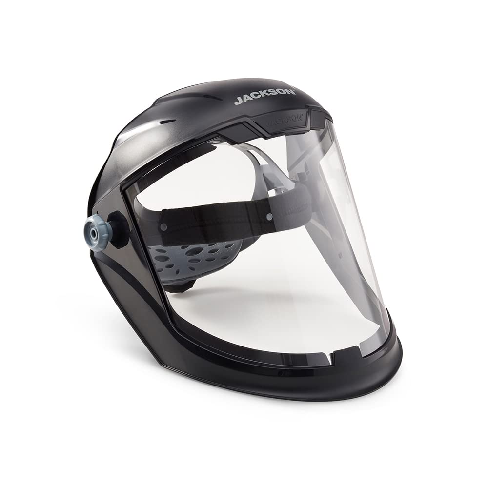 Jackson Safety Lightweight MAXVIEW Premium Face Shield with 370 Speed Dial Ratcheting Headgear – Uncoated Clear