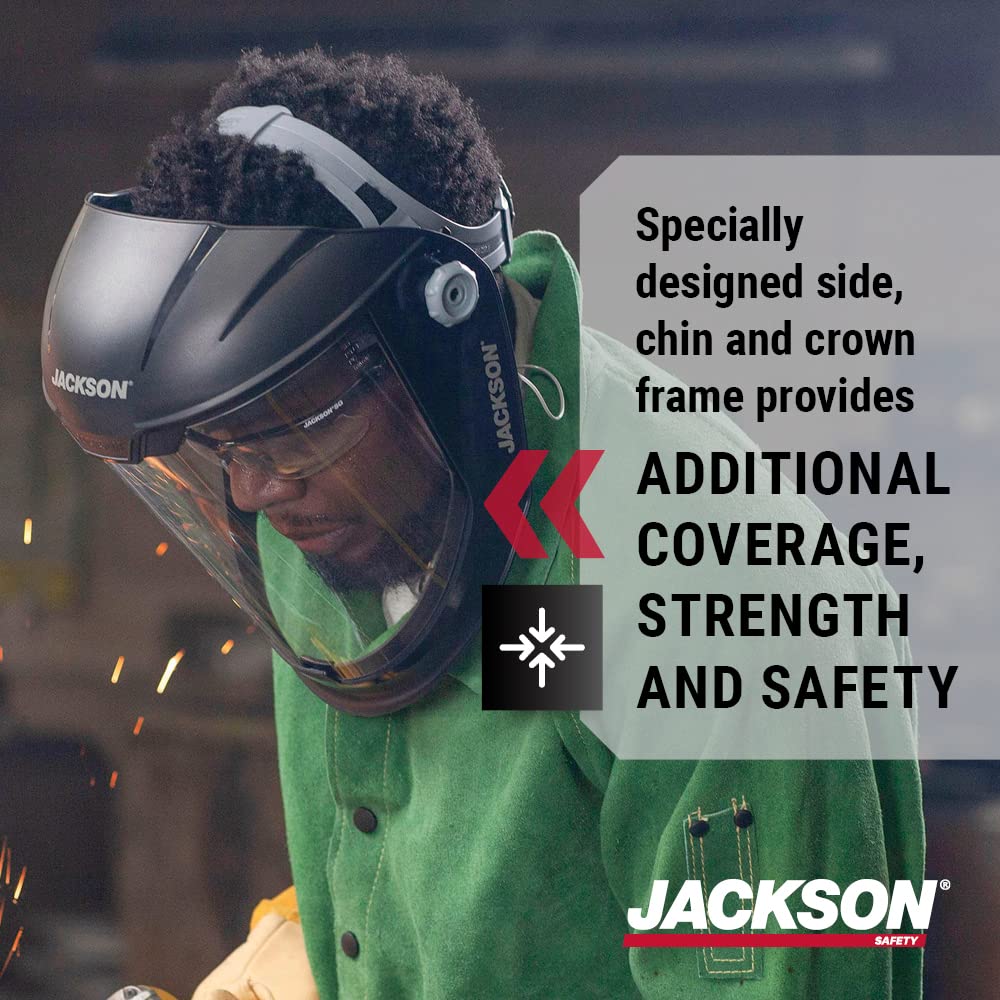 Jackson Safety Lightweight MAXVIEW Premium Face Shield with 370 Speed Dial Ratcheting Headgear – Uncoated Clear