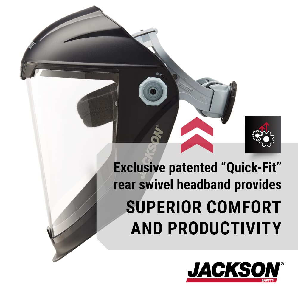 Jackson Safety Lightweight MAXVIEW Premium Face Shield with 370 Speed Dial Ratcheting Headgear – Uncoated Clear