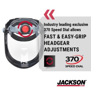 Jackson Safety Lightweight MAXVIEW Premium Face Shield with 370 Speed Dial Ratcheting Headgear – Uncoated Clear