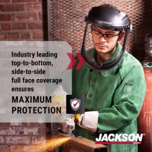 Jackson Safety Lightweight MAXVIEW Premium Face Shield with 370 Speed Dial Ratcheting Headgear – Uncoated Clear