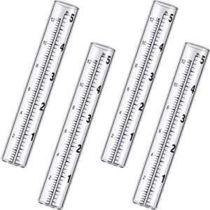 frienda 4 pieces capacity rain gauge glass tube replacement rainfall test tube with scale for yard garden outdoor home (4, 5 inch)