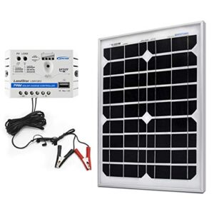 acopower 12v 20w 5a solar charge kit,20w monocrystalline solar panel & 5a charge controller for rv, boats, camping; w usb 5v output as phone charger (20w 5a kit)