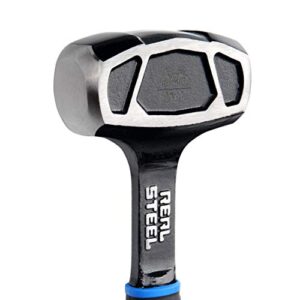 Real Steel Upgraded Drilling Sledge Hammer, 3lb One Piece Forged Sledgehammer with Shock Reduction Rubber Grip, 0573