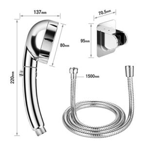 LEPO High Pressure Handheld Shower Head, 3 Spray Settings Water Saving Shower with ON/OFF Switch, Chrome Finish Bathroom Shower Head Sprayer with Holder