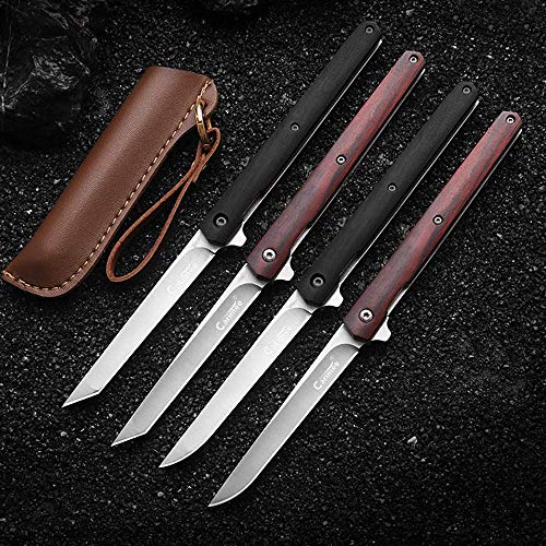 Carimee Folding Pocket Knife 4" D2 Blade, Ball Bearing Pivot, for Everyday Carry Gentlemen EDC Outdoor