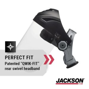 Jackson Safety F4XP Crown Face Shield, Ratcheting Safety Headgear, Clear Anti-Fog Polycarbonate Window for Grinding, Universal Pin Pattern, Black, 14262