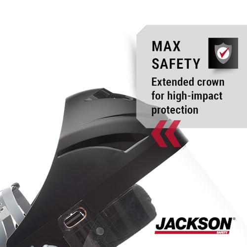 Jackson Safety F4XP Crown Face Shield, Ratcheting Safety Headgear, Clear Anti-Fog Polycarbonate Window for Grinding, Universal Pin Pattern, Black, 14262