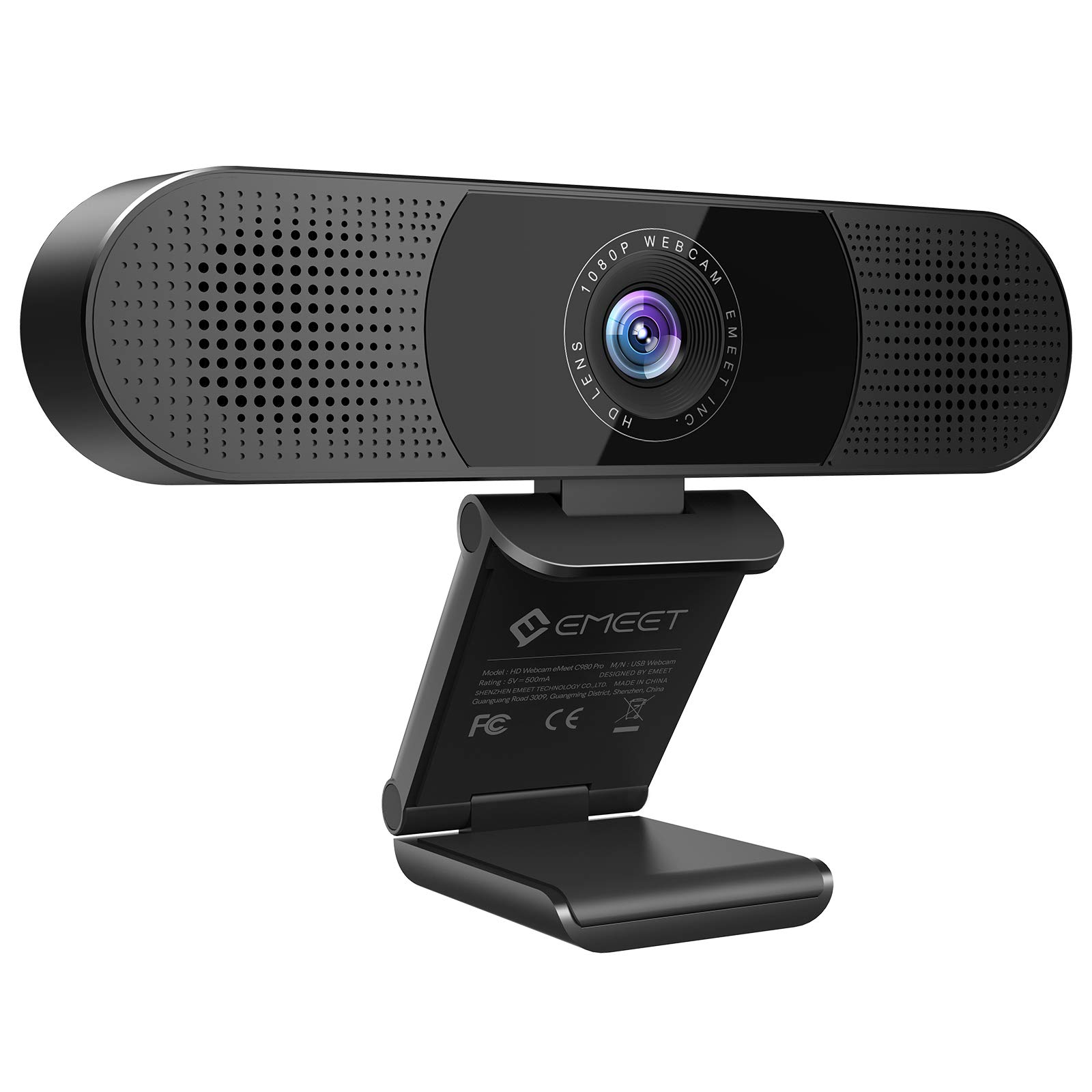 EMEET 3 in 1 Webcam - 1080P Webcam with Microphone and Speakers, Noise Reduction, Auto Low Light Correction W/Cover, C980 Pro USB Camera Webcam 65°-90° for Video Conferencing Streaming/Gaming/Class