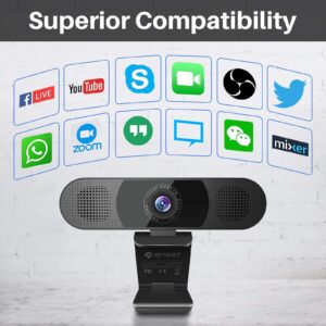 EMEET 3 in 1 Webcam - 1080P Webcam with Microphone and Speakers, Noise Reduction, Auto Low Light Correction W/Cover, C980 Pro USB Camera Webcam 65°-90° for Video Conferencing Streaming/Gaming/Class