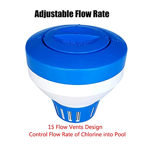 LALAPOOL Luxury Pool Dispenser, Strong Floating Pool Chlorine Dispenser,Fits 3" Chlorine Tablets, 15 Flow Vents Release Adjustable for Indoor & Outdoor Swimming Pool Hot Tub SPA