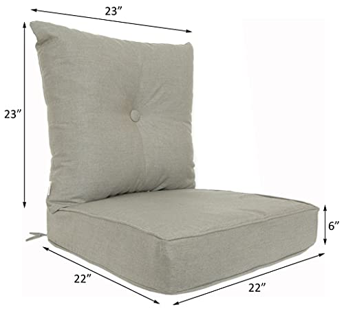 RULU Patio Cushion Outdoor/Indoor Sunbrella, Seat 22x22x6 inch + Back 23x23x7 inch, 2 Piece Set, Cast Ash