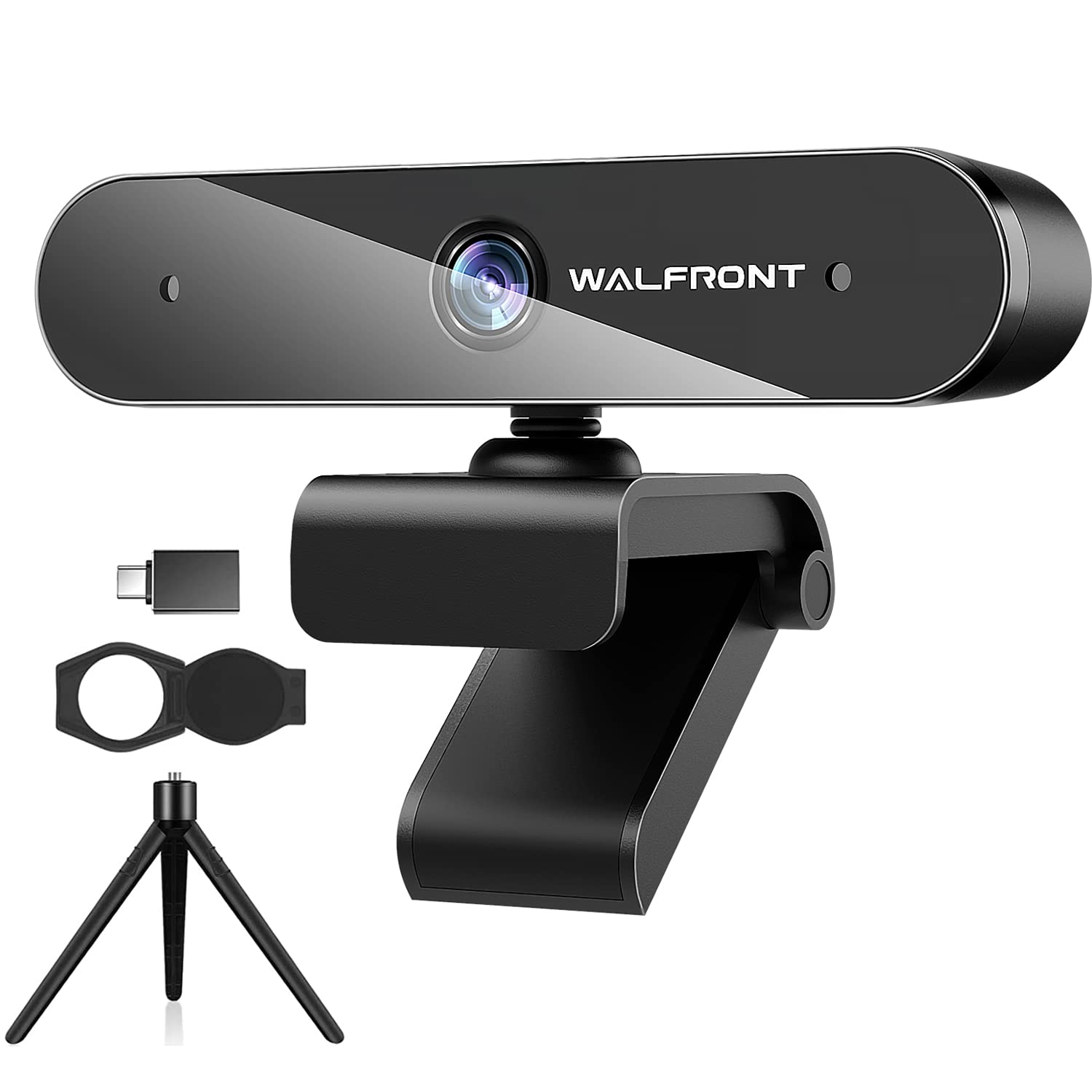 Walfront 1080P Webcam for PC Laptop Desktop, 360-Degree Rotation Streaming Webcam with Microphone, Computer Video Camera Webcam Compatible for Video Calling Recording Conferencing, premium black (Model-S3)