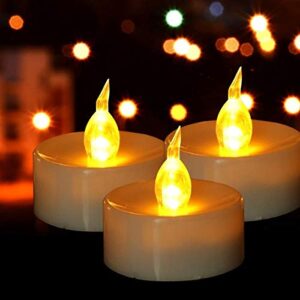 battery tea lights-24 pack led tea lights candles realistic and bright flickering holiday gift operated flameless led tea light for seasonal & festival celebration warm yellow lamp battery powered