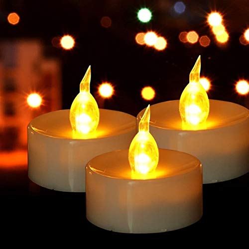 Battery Tea Lights-24 Pack LED Tea Lights Candles Realistic and Bright Flickering Holiday Gift Operated Flameless LED Tea Light for Seasonal & Festival Celebration Warm Yellow Lamp Battery Powered