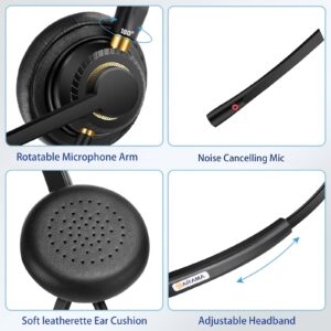 USB Headset with Microphone Noise Cancelling & Audio Controls Ultra Comfort USB Headphone for Computer Laptop Pc Business Skype UC Webinar Call Center Office