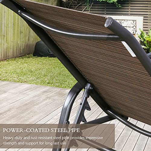 Ulax Furniture Outdoor Chaise Lounge, Adjustable Folding Patio Sling Chaise, Lounger Chairs, Patio Reclining Chaise for Balcony, Beach, Yard, Set of 2