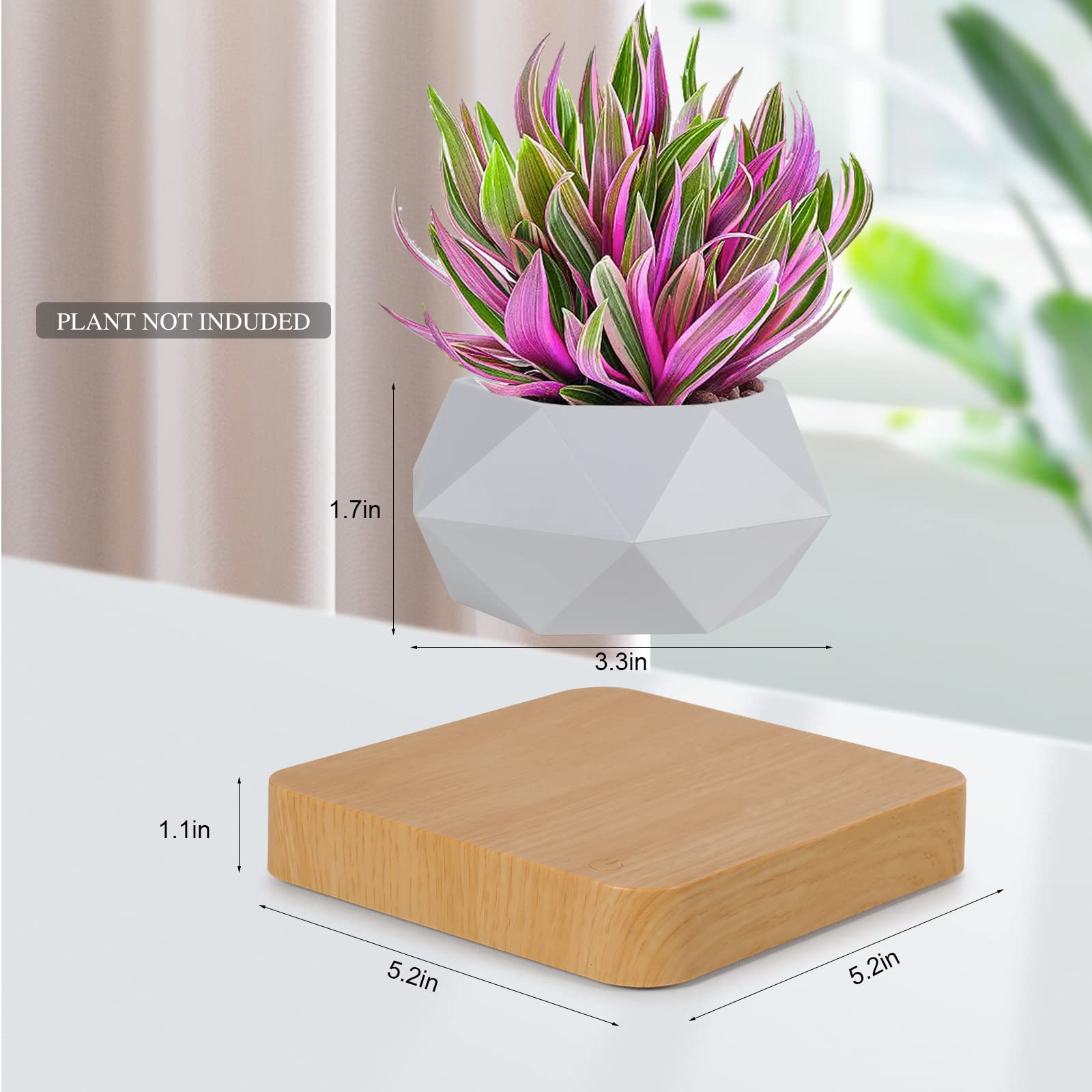 Levitating Air Bonsai Pot, Rotation Flower Planters, Magnetic Levitation Suspension Floating Pot, Potted Plant Desk Decor in Flower Pots & Planters from Home & Garden on (Light Color)