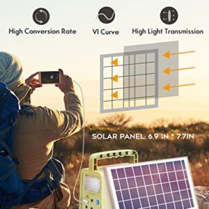 WAWUI Portable Solar Generator 84Wh, Portable Solar Power Station with Solar Panel & Flashlights, Rechargeable Power Bank, Camping Lights with Battery, USB DC Outlets, for Travel Hunting