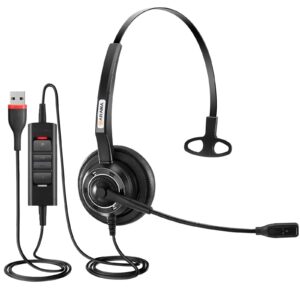 arama usb headset with microphone noise-cancelling, comfort fit computer headset with microphone for pc laptop mac skype zoom uc webinar business call center home office