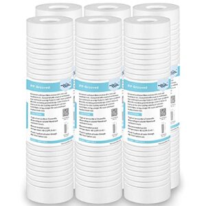 grooved sediment water filter cartridge (6 pack), membrane solutions 5 micron whole house water filter universal replacement 10"x2.5" for 10 inch ro unit, whole house under-sink filtration system